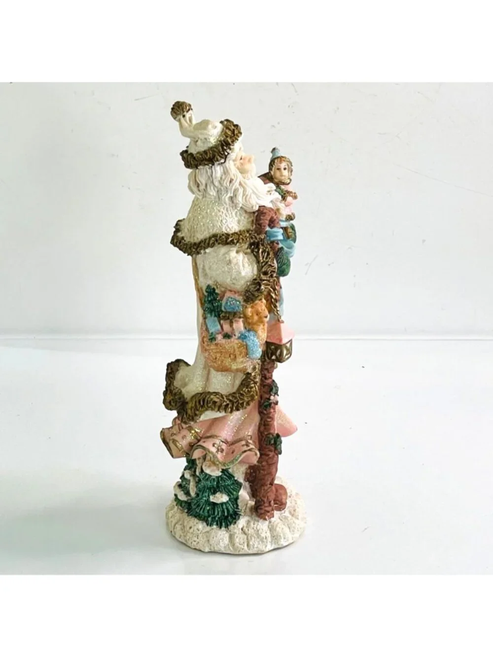 Vintage Victorian Pink Santa Claus Figurine 11.5